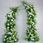 Green Artificial Flower Arch Set with Floral Pillars for Wedding & Proposal Decor
