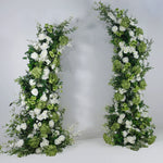 Atlasflowerswall Green Artificial Flower Arch Set with Floral Pillars for Wedding & Proposal Decor