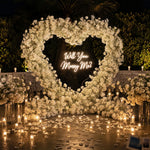 Atlasflowerswall White Rose Heart Shape Arch Fabric Backdrop Proposal Engagement Decor