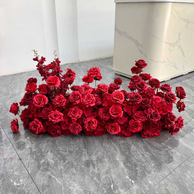 Atlasflowerswall 8x8ft Heart Shaped Red Roses Floral Arch Set Proposal Wedding Party Decor