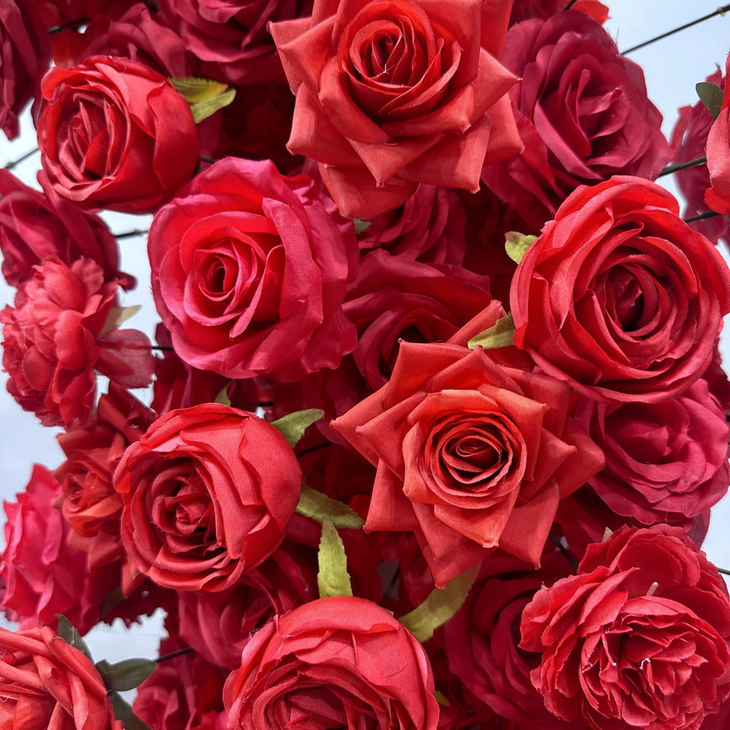 Atlasflowerswall 8x8ft Heart Shaped Red Roses Floral Arch Set Proposal Wedding Party Decor