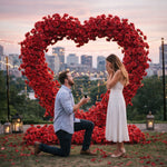 8x8ft Heart Shaped Red Rose Flower Arch for Proposal Wedding Decor