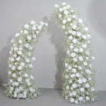 Atlasflowerswall White Rose & Baby's Breath Horn Arch Wedding Backdrop