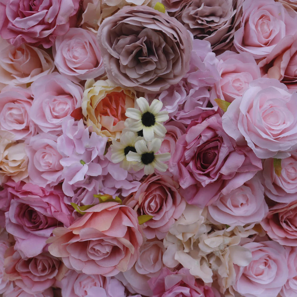 Atlasflowerswall Luxury 3D Blush Pink Rose Mixed Flower Wall Backdrop for Wedding & Event Decor
