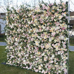 Atlasflowerswall Luxury 5D Blush Pink & Ivory Rose Artificial Flower Wall Backdrop Wedding Party Decor