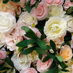 Atlasflowerswall Luxury 5D Blush Pink & Ivory Rose Artificial Flower Wall Backdrop Wedding Party Decor