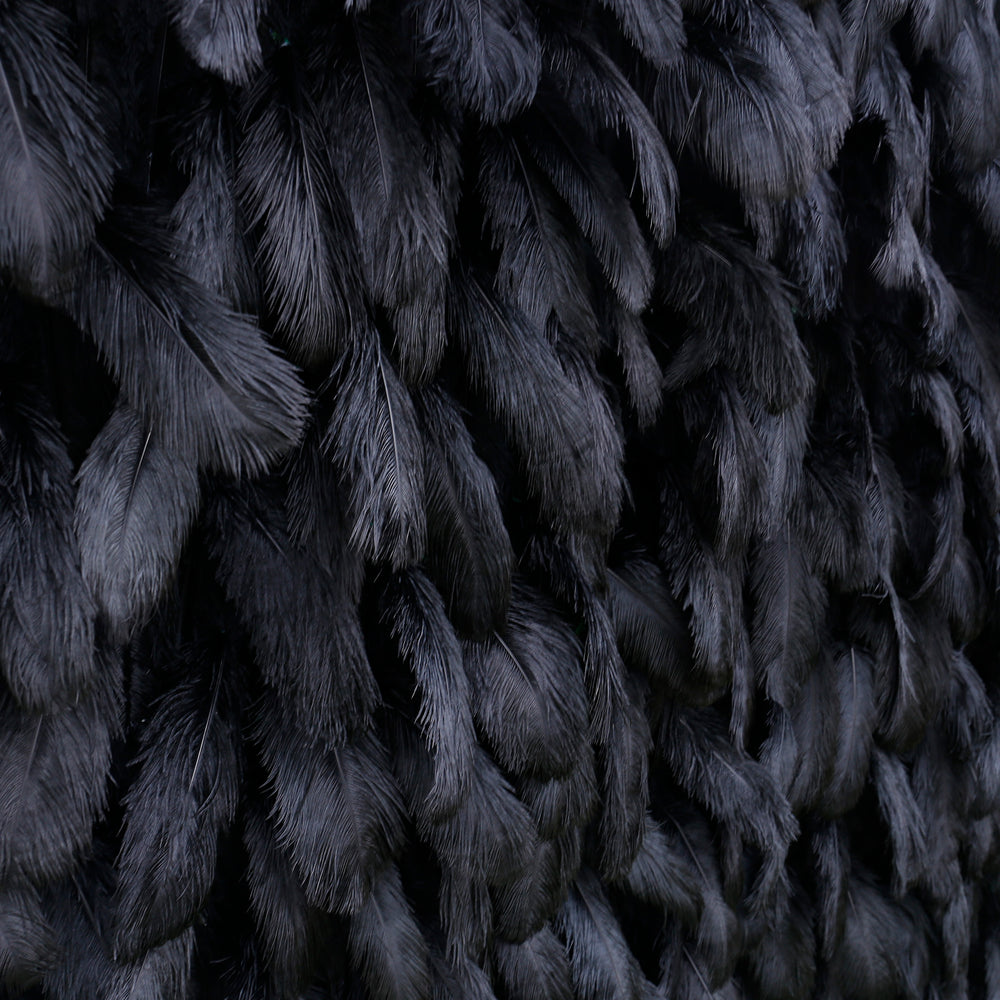 Luxury Black Ostrich Feather Wall Backdrop Roll Up Cloth for Wedding Party Decor