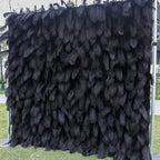 Luxury Black Ostrich Feather Wall Backdrop Roll Up Cloth for Wedding Party Decor