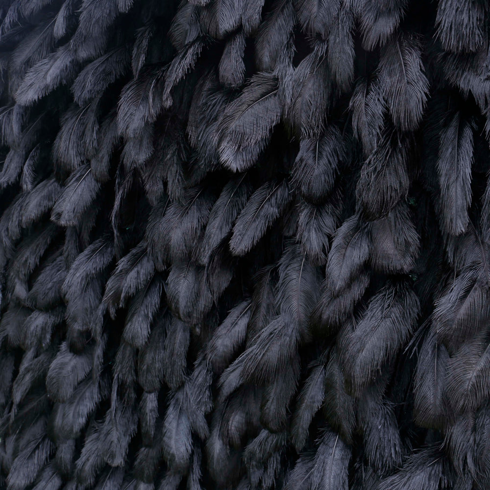Luxury Black Ostrich Feather Wall Backdrop Roll Up Cloth for Wedding Party Decor