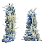 Luxury Blue Hydrangea Wedding Arch Flower Pillar Arrangement for Ceremony Decor