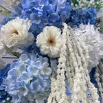 Luxury Blue Hydrangea Wedding Arch Flower Pillar Arrangement for Ceremony Decor
