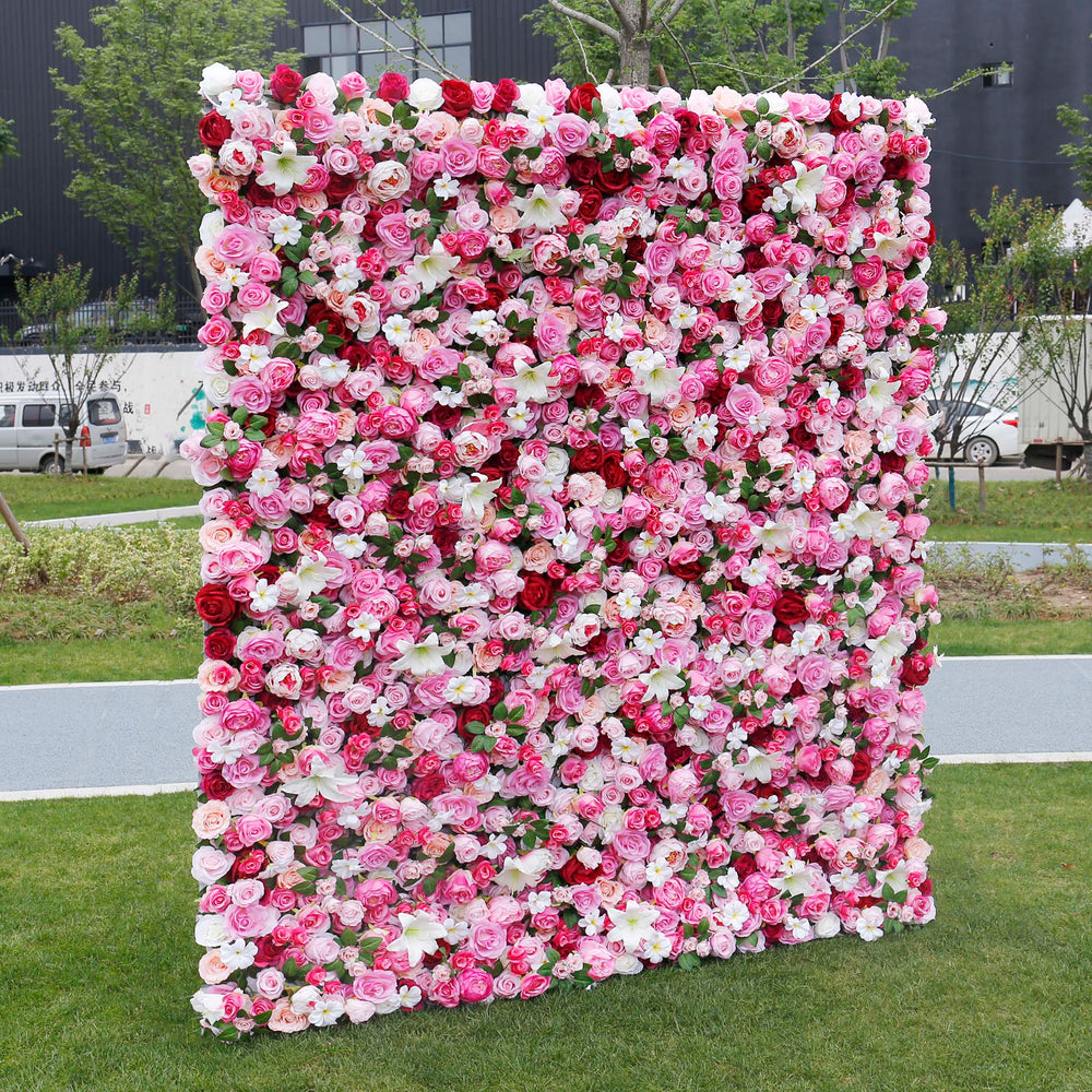 5D Luxury Pink Red Rose Floral Wall Backdrop for Wedding & Events