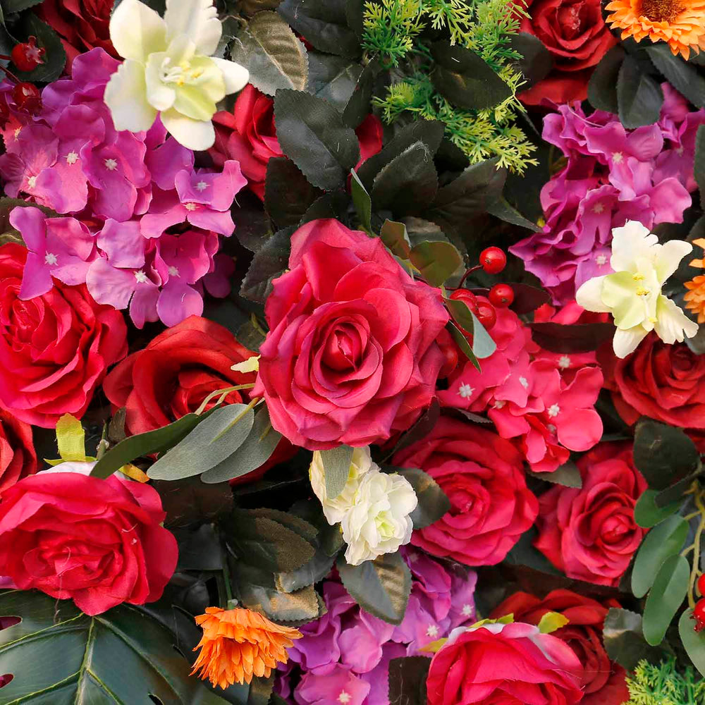 5D Luxury Red Rose Mixed Floral Flower Wall Backdrop for Wedding Event Party Decor