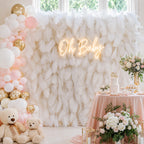 White Feather Floral Wall Backdrop