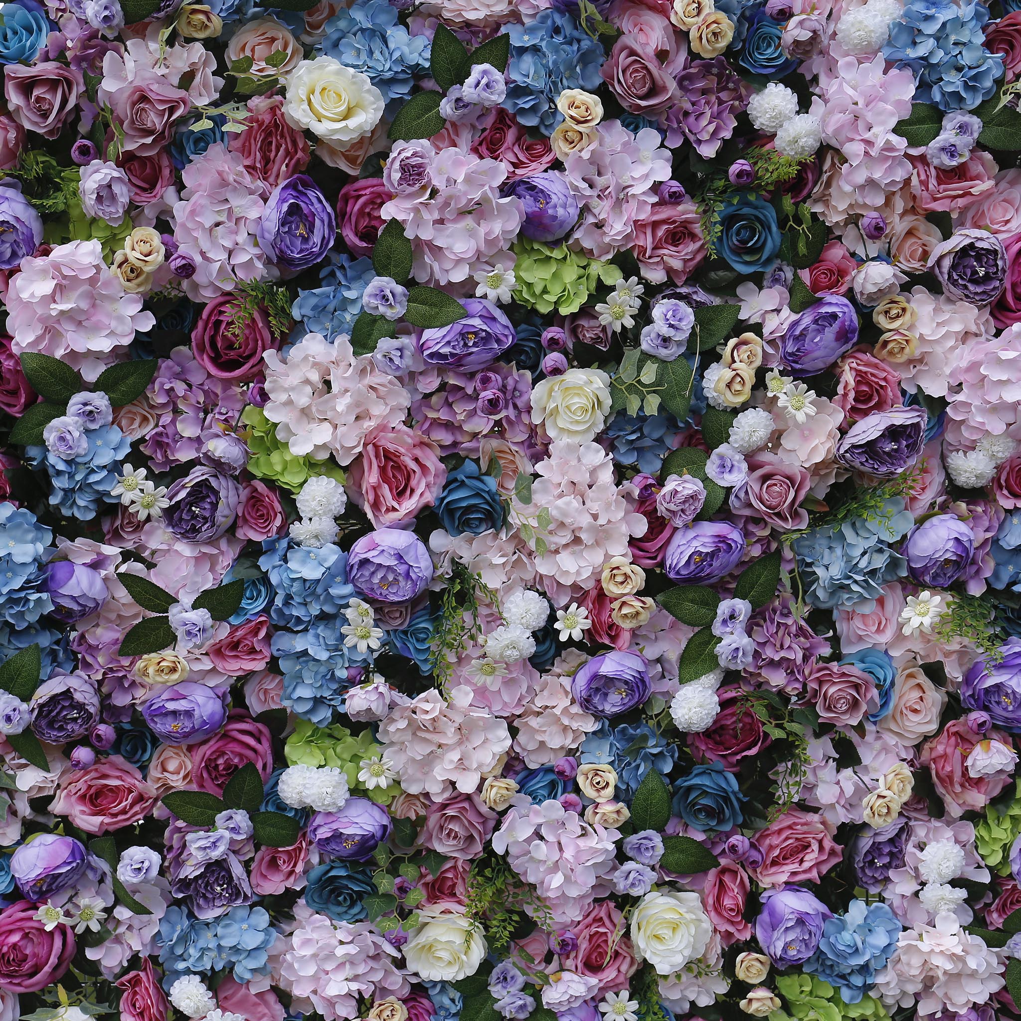 5D Multicolor Rose & Hydrangea Artificial Flower Wall Backdrop for Wedding & Event Decor