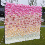 3D Ombre Pink Champagne Rose Artificial Flower Wall Backdrop for Birthday & Event Decor