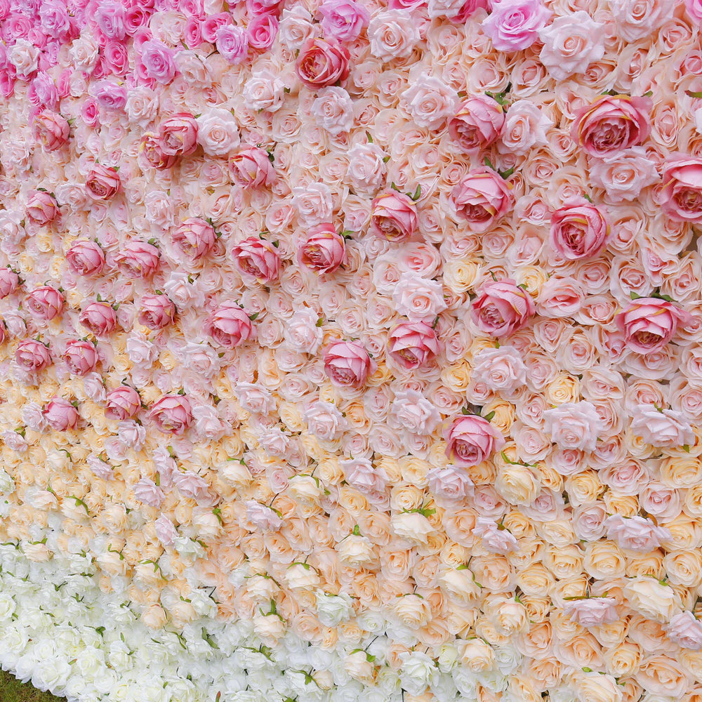 3D Ombre Pink Champagne Rose Artificial Flower Wall Backdrop for Birthday & Event Decor