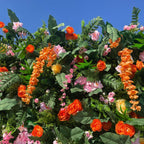 5D Orange And Green Mixed Flower Wall Backdrop for Event Party Decorations