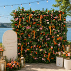5D Orange And Green Mixed Flower Wall Backdrop