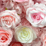 Atlasflowerswall Peach Pink & Champagne Rose Hydrangea Roll Up Flower Wall Backdrop