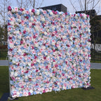 3D Pink Blue Rose Hydrangea Flower Wall Backdrop for Wedding & Party Decoration