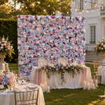 3D Pink Blue Rose Hydrangea Flower Wall Backdrop