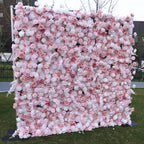 Atlasflowerswall 5D Pink Fabric Rolling Up Curtain Floral Wall Backdrop Wedding Party Proposal Decor