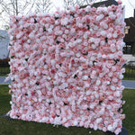 Atlasflowerswall 5D Pink Fabric Rolling Up Curtain Floral Wall Backdrop Wedding Party Proposal Decor