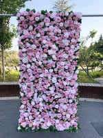 Atlasflowerswall 5D Pink Rose Artificial Flower Wall Backdrop for Wedding & Event Decor