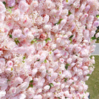 Atlasflowerswall 8ft*8ft Pink Rose Fabric Artificial Rolling Up Curtain Flower Wall