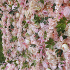 Atlasflowerswall 5D Pink Rose Fabric Roll-Up Flower Wall Backdrop for Wedding & Event Decor