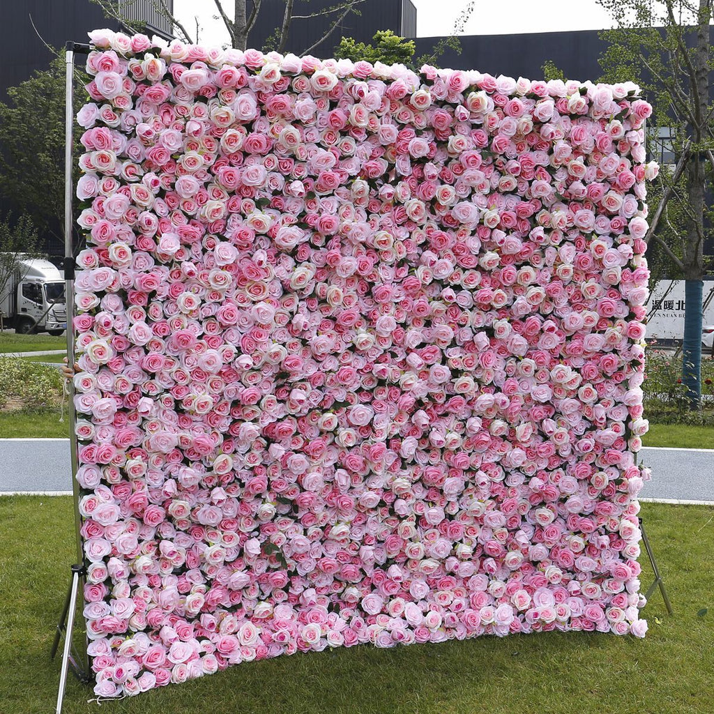 3D Pink Rose Flower Wall Backdrop for Wedding & Event Decoration