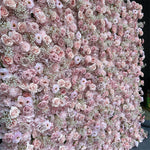 5D Pink Rose & Hydrangea Faux Flower Wall Backdrop for Wedding & Event Decor