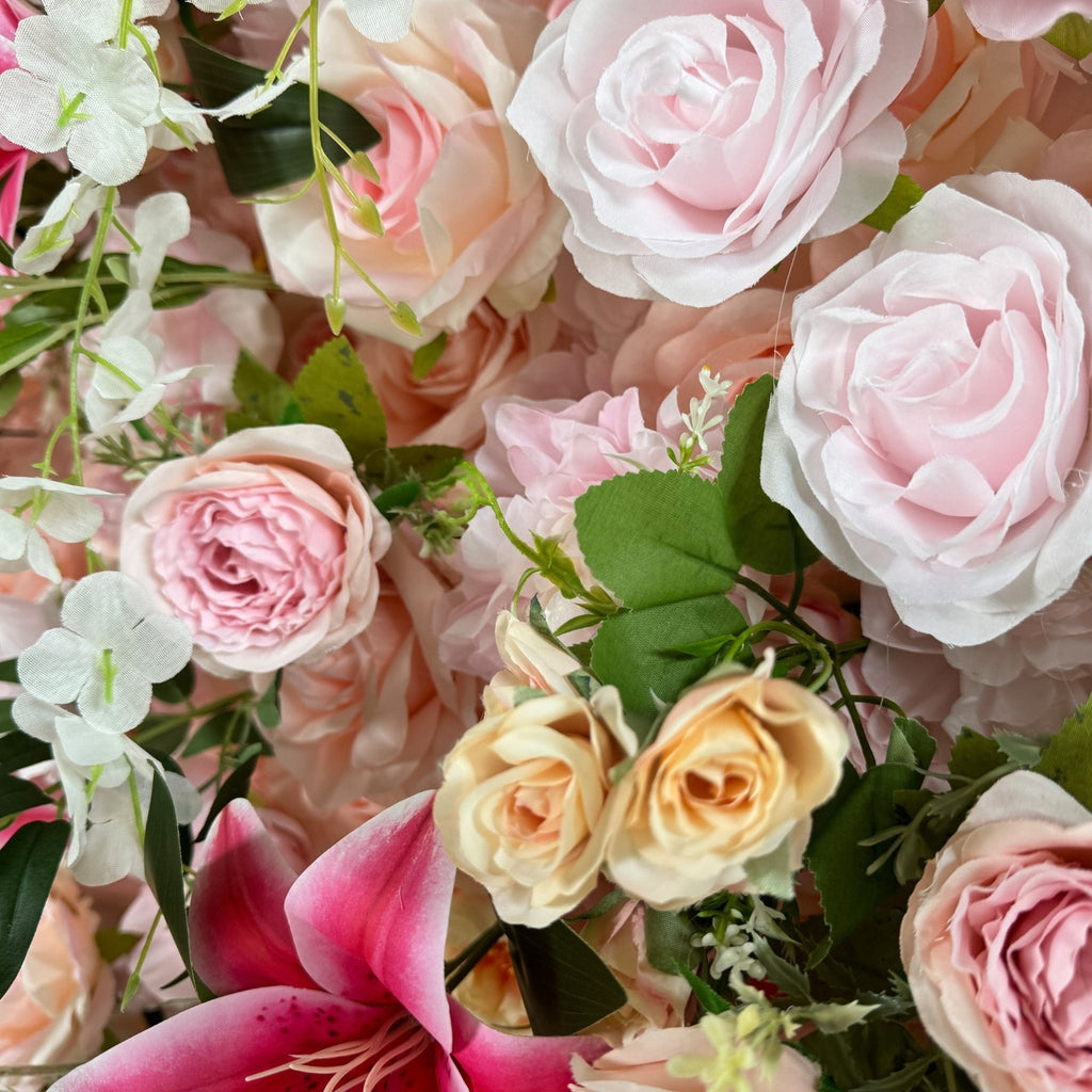 Atlasflowerswall 5D Pink Rose Lily Flower Wall Backdrop for Event Party Decoration