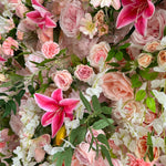 5D Pink Rose Lily Flower Wall Backdrop for Event Party Decoration