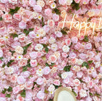 Atlasflowerswall 3D Pink Fabric Backed Artificial Flower Wall Backdrop for Wedding and Events