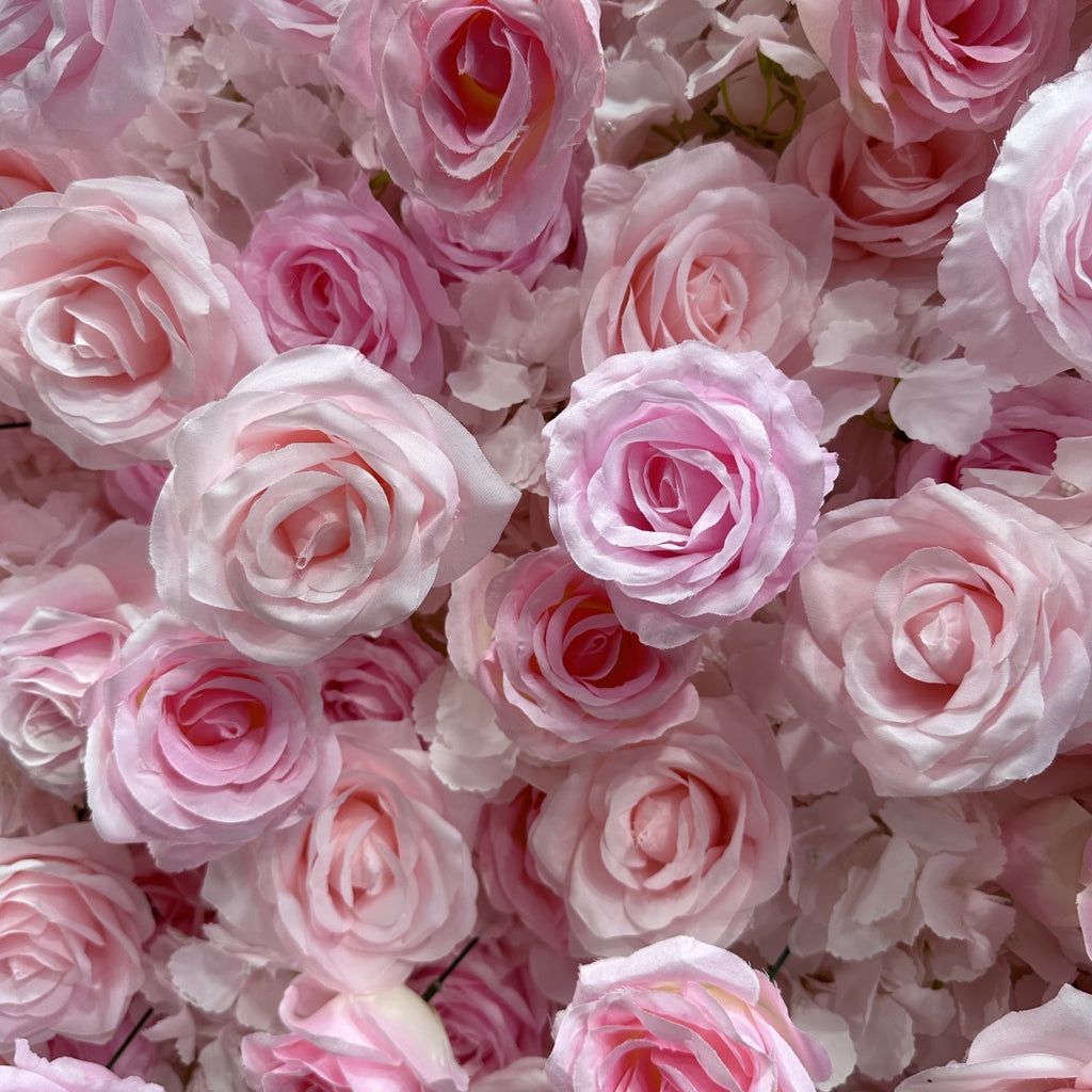 Atlasflowerswall 8x8ft Pink Silk Rose Flower Wall Backdrop for Wedding & Party Decoration