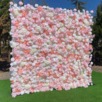 5D Pink & White Rose Fabric Rolling Up Curtain Floral Backdrop Wedding Party Proposal Decor