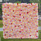 Premium 3D Pink Yellow Hydrangea Floral Wall Backdrop for Wedding Party & Event Decor
