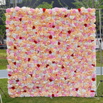 Premium 3D Pink Yellow Hydrangea Floral Wall Backdrop for Wedding Party & Event Decor