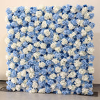 Atlasflowerswall Premium 3D White & Blue Hydrangea Fabric Roll Up Flower Wall Backdrop