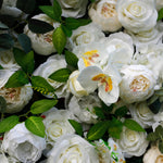 Atlasflowerswall Premium 5D White Rose & Hydrangea Flower Wall Greenery Backdrop for Wedding Event Decor