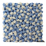 Atlasflowerswall Premium 3D White & Blue Hydrangea Fabric Roll Up Flower Wall Backdrop