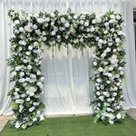 Premium White Rose Square Wedding Arch Backdrop with Greenery for Ceremony & Reception