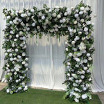 Premium White Rose Square Wedding Arch Backdrop with Greenery for Ceremony & Reception