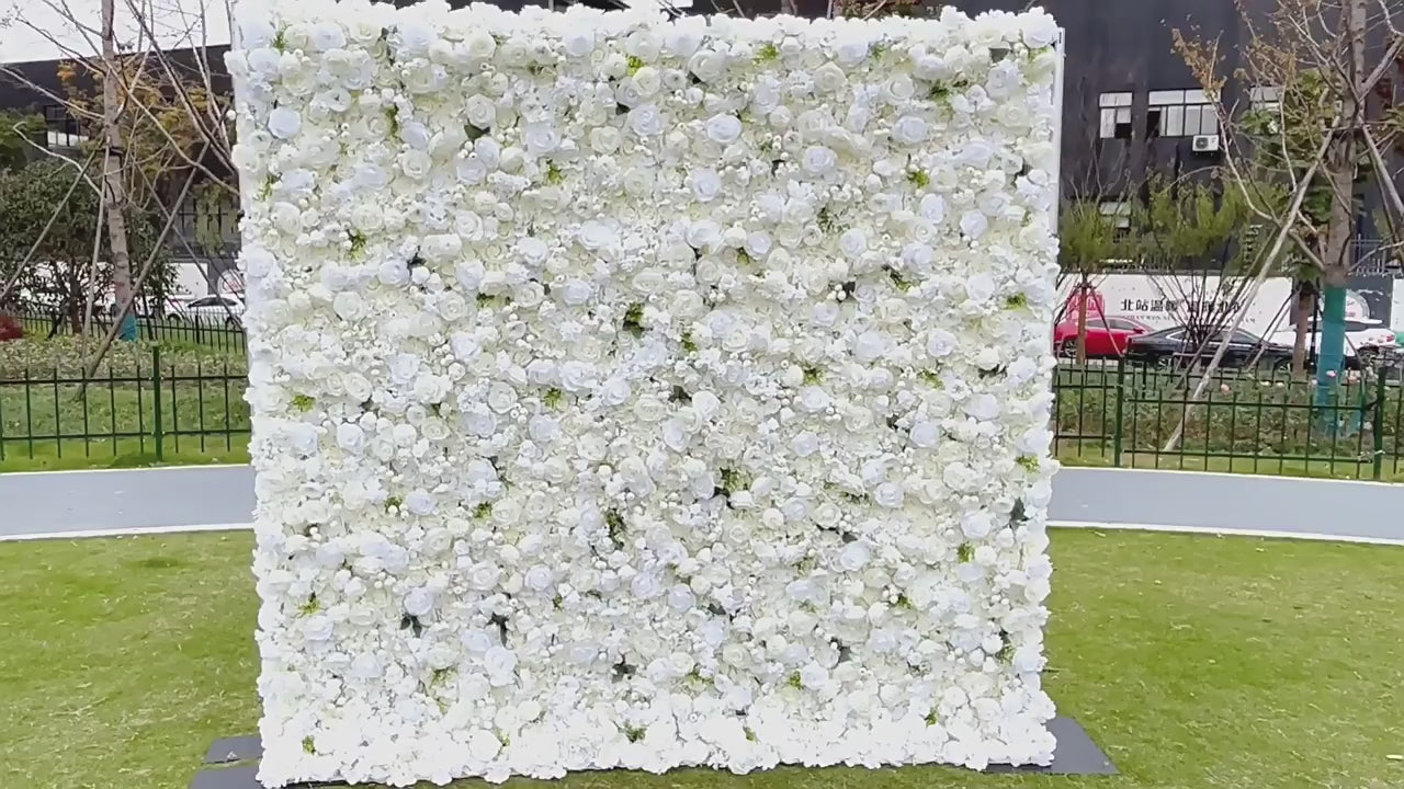 Atlasflowerswall 5D White Simulation Fabric Floral Wall Backdrop Wedding Decoration Outdoor Event Setup