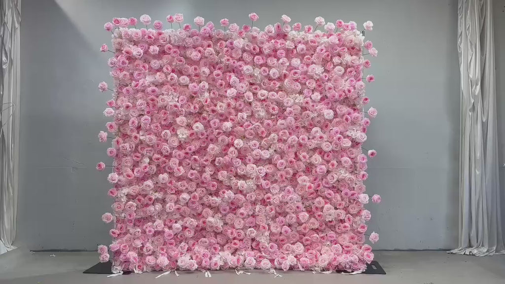Pink Silk Rose Flower Wall Backdrop