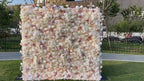 Atlasflowerswall 5D Champagne White Rose Fabric Flower Wall Backdrop for Event & Party Décor