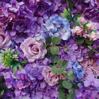 5D Purple Hydrangea Rose Artificial Flower Wall Backdrop for Wedding Party Proposal Decor