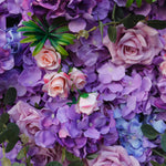 5D Purple Hydrangea Rose Artificial Flower Wall Backdrop